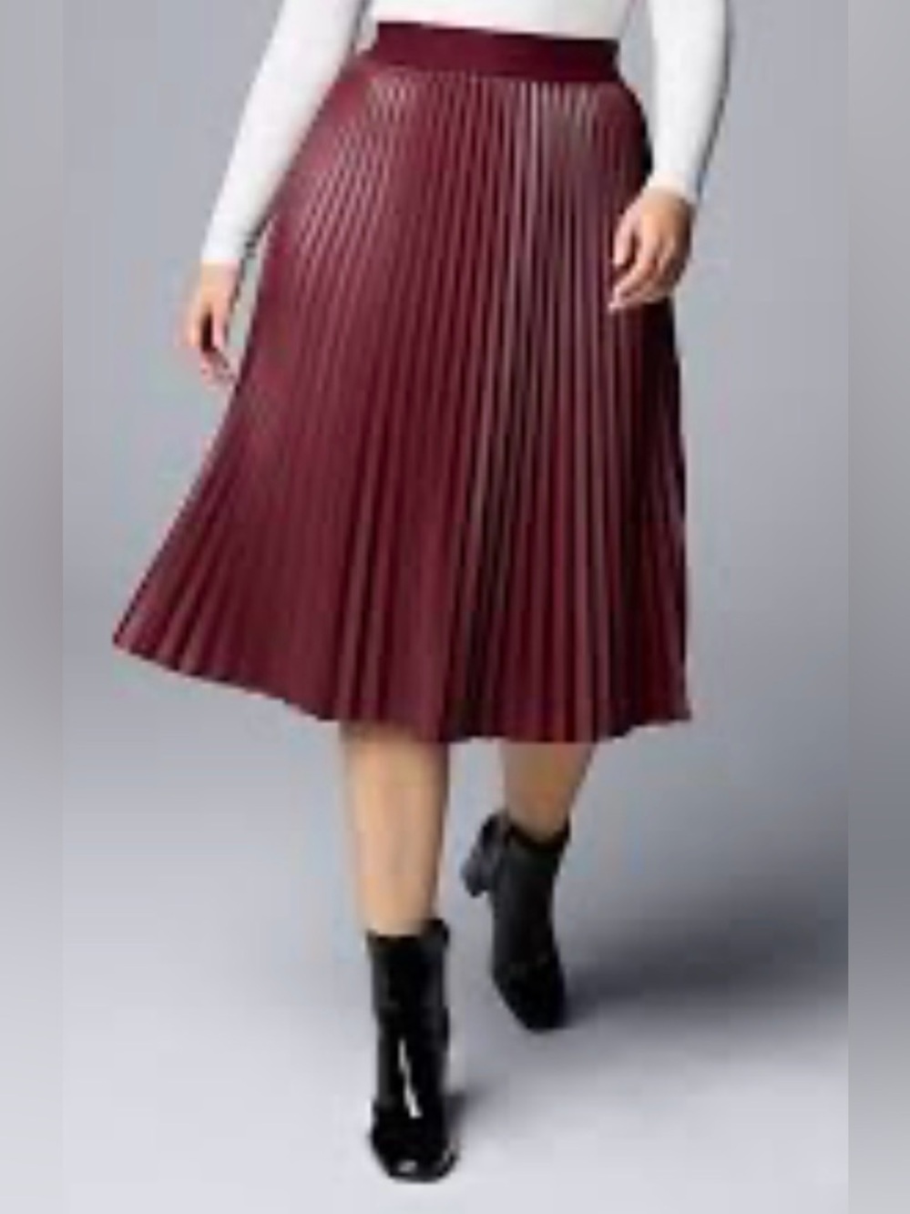 💙Simply Vera, Vera Wang Pleated Vegan Leather Midi Skirt - Purple